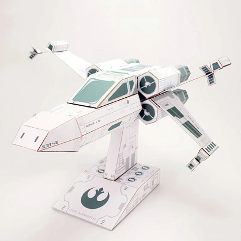Model samolotu X-WING z białego papieru, mini kostka 3D, figurka, papercraft, DIY, origami dla dzieci i dorosłych, rękodzieło, zabawki FC-016