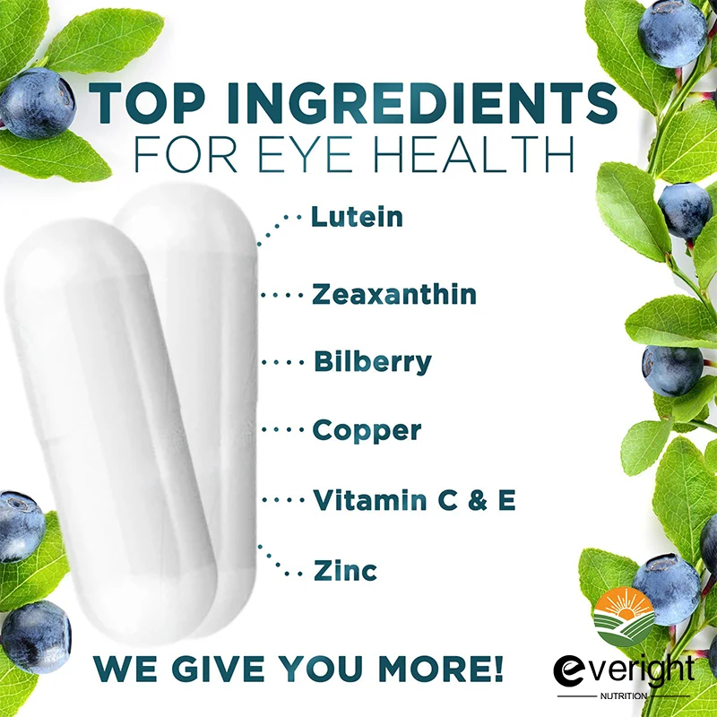 Eye Vitamins Lutein, Zeaxanthin & Bilberry Extract - Supports Eye Strain, Dry Eyes, and Vision Health - Lutein Blend Capsules