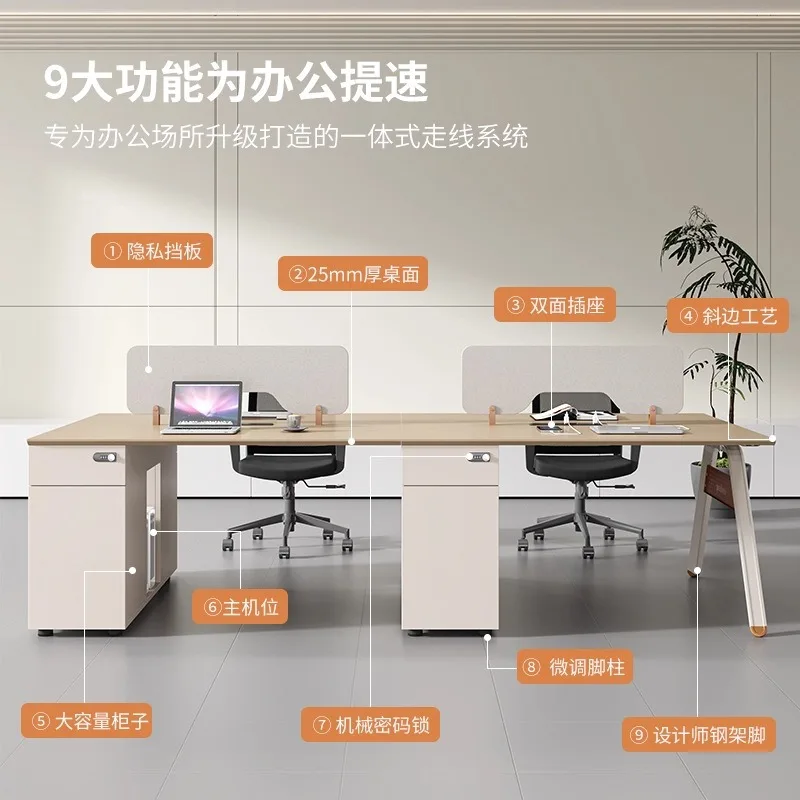 Office Desk and Chair Set with Partition for Employee Workstation Modern Minimalist Computer Desk for Office Furniture