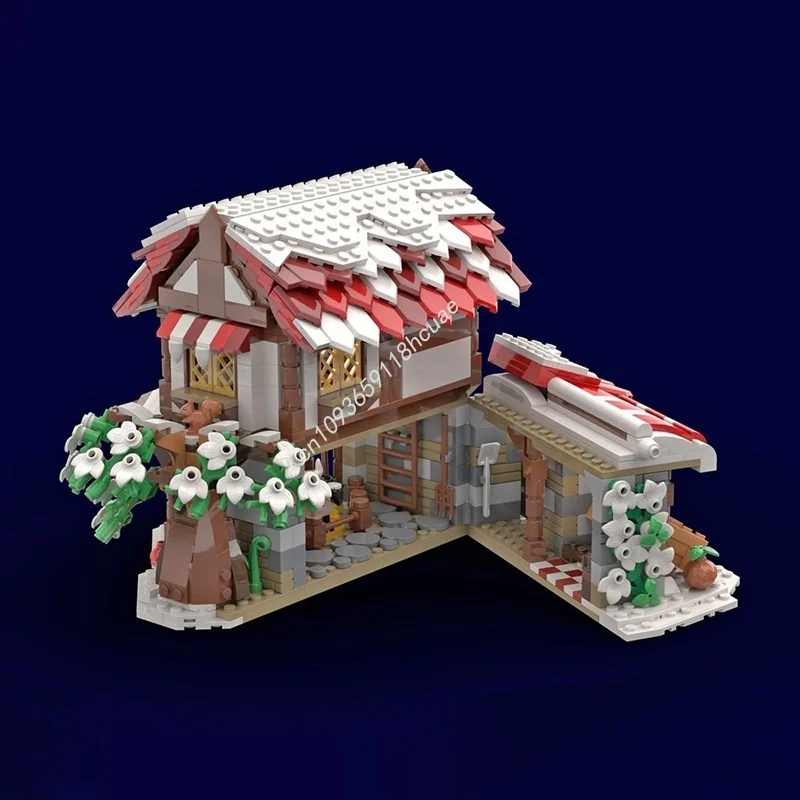 1010 قطعة MOC سوق الشتاء القرون الوسطى قلعة نموذج اللبنات العمارة تجميع لتقوم بها بنفسك هدية الكريسماس فكرة اللعب الطوب