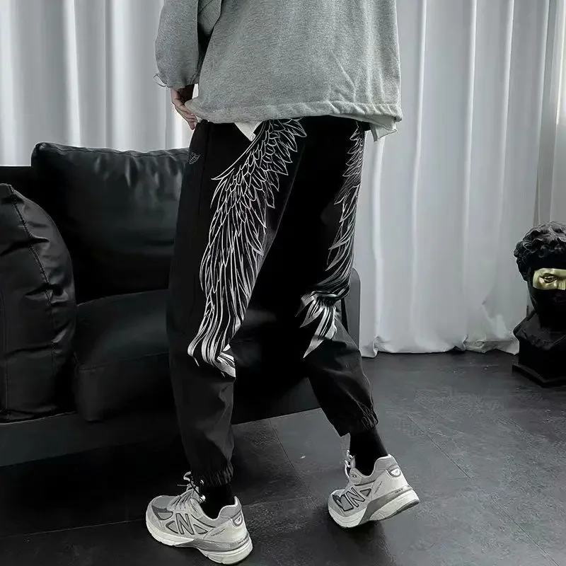 Sweatpants for Men Hip-hop Baggy Fleece-lined and Extra Thick Trousers Casual Autumn Winter Retro Comfortable Man Sports Pants