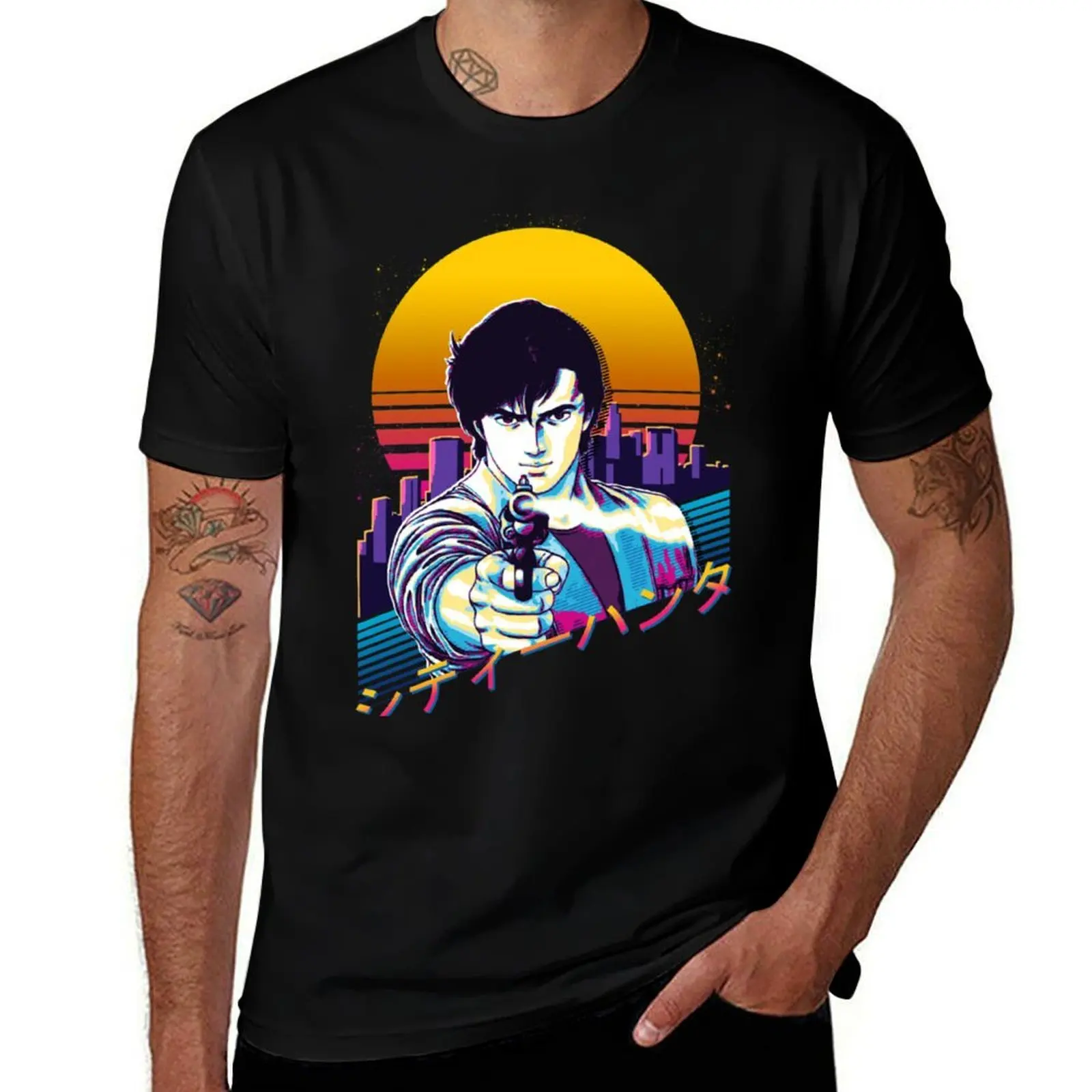 

City Hunter - Ryo Saeba Retrowave Essential T-Shirt Fashion Print Casual Short Sleeve