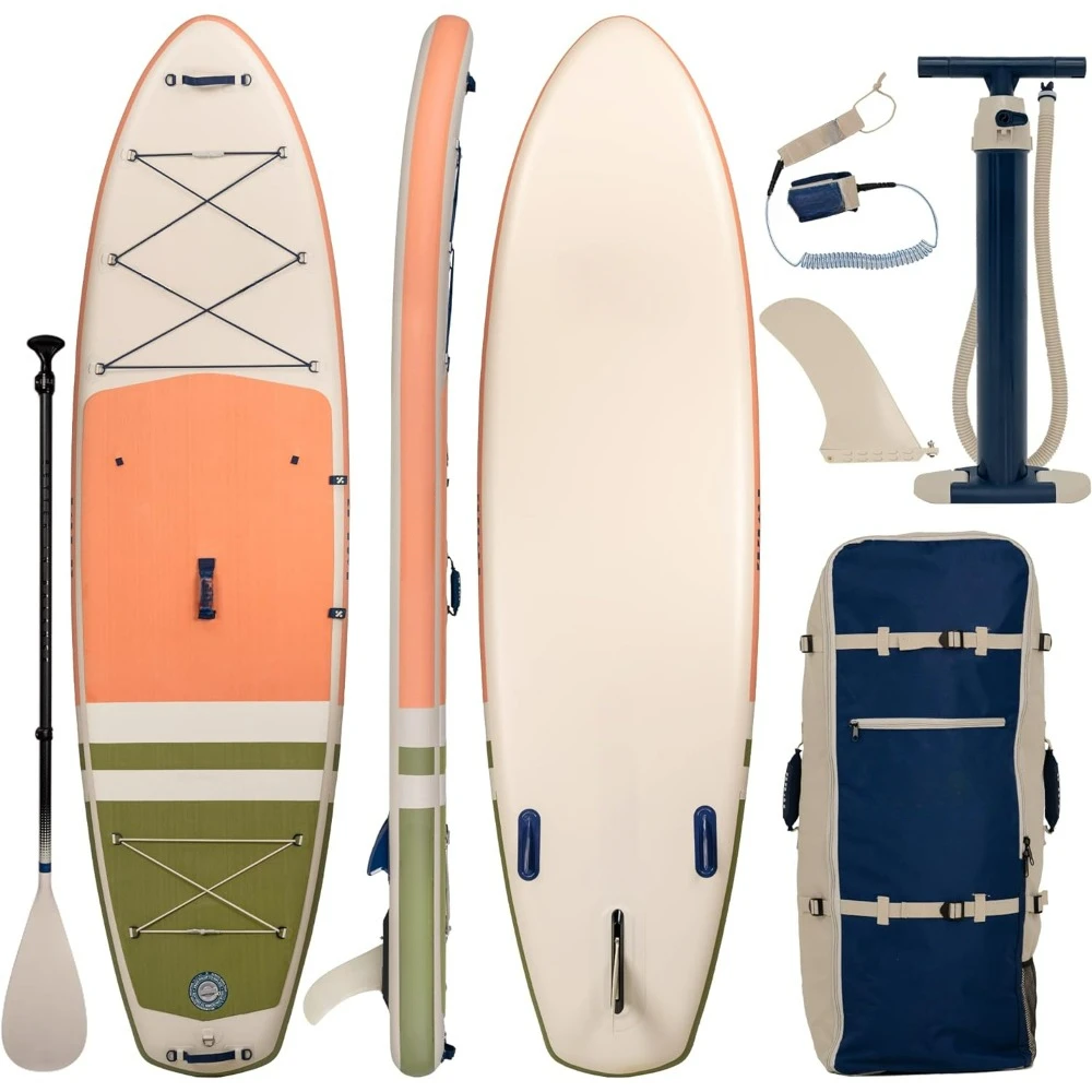 

Pioneer Inflatable Stand Up Paddle Board, Touring Center Fin, Backpack, Hand Pump, Paddle - Beginner Friendly Version 2 - 10.6"