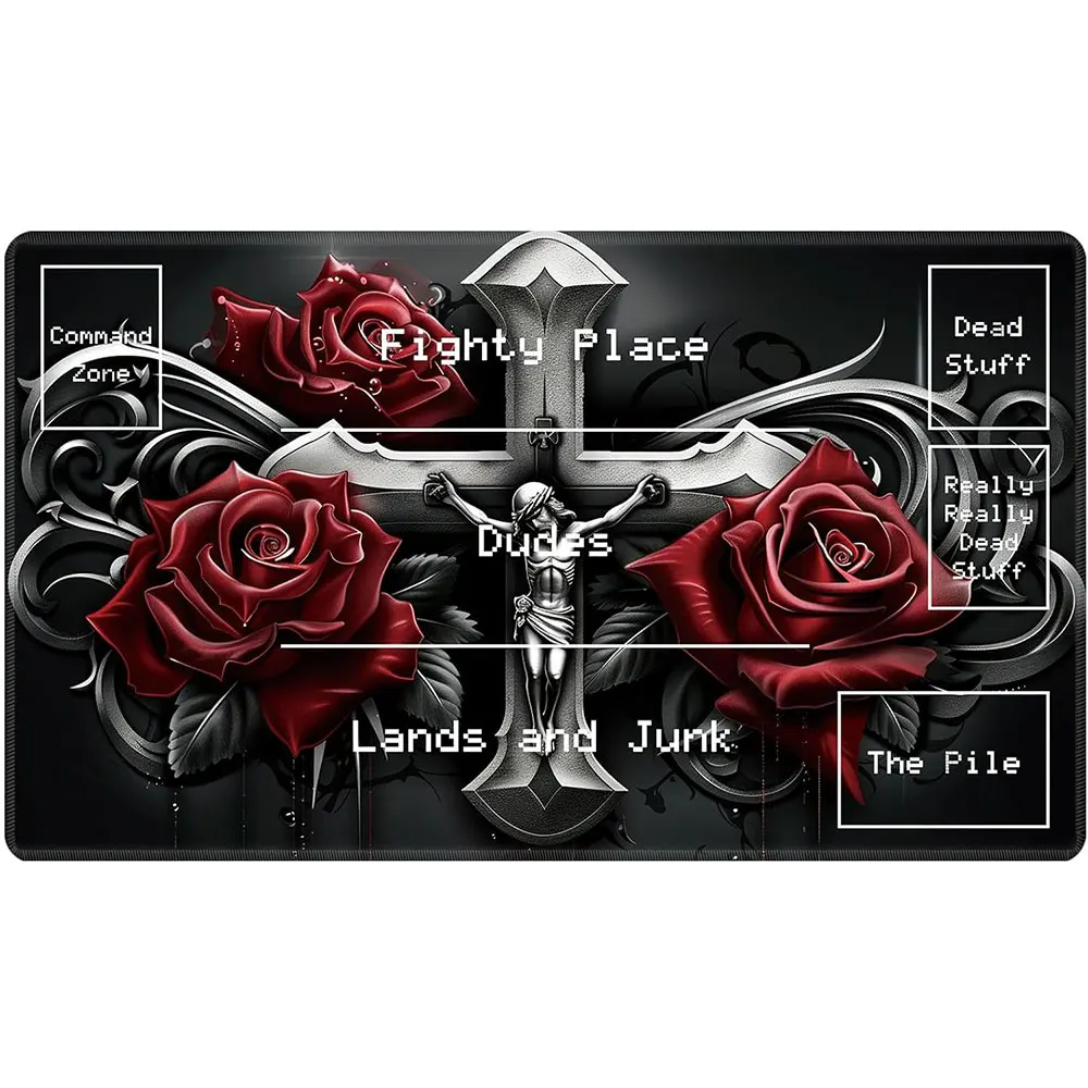 

Playmat для MTG, коврик для карточных игр, нескользящая резиновая основа и прошитый, игровой коврик TCG 24 x 14 дюймов для MTG и других торговых карточных игр