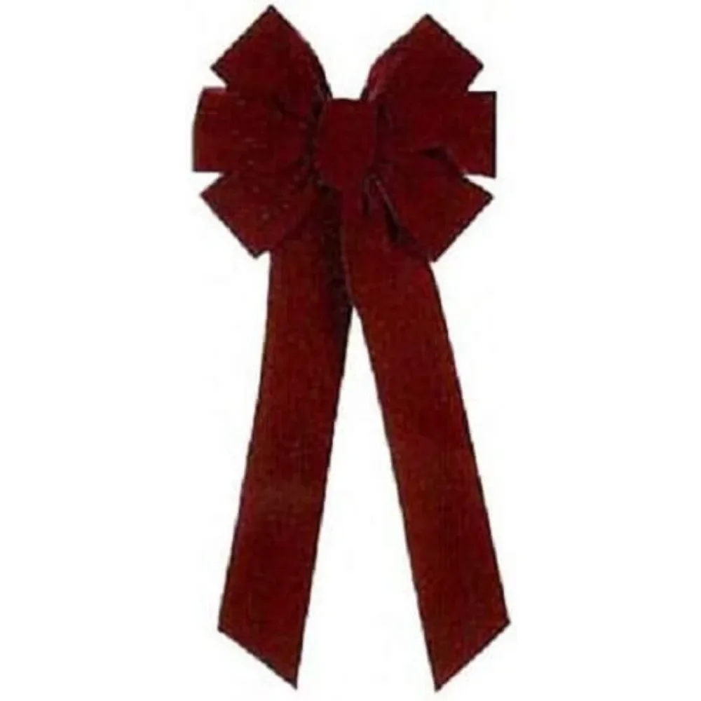 

Outdoor Christmas Bow - 7-Loop Burgundy Velvet 10 x 22-Inch Decoration