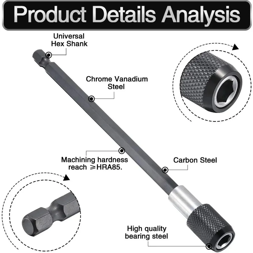 1/4 Inch Hex Shank Quick Release Screwdriver Bit Holder Extension Bar 60mm 100mm 150mm