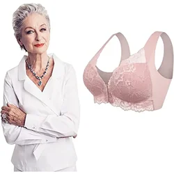 Women Front Closure 5D Beauty Back Sports Comfy Bra Extra-Elastic Breathable Female Vest Push Up Full Cup Lace Gather Brassiere