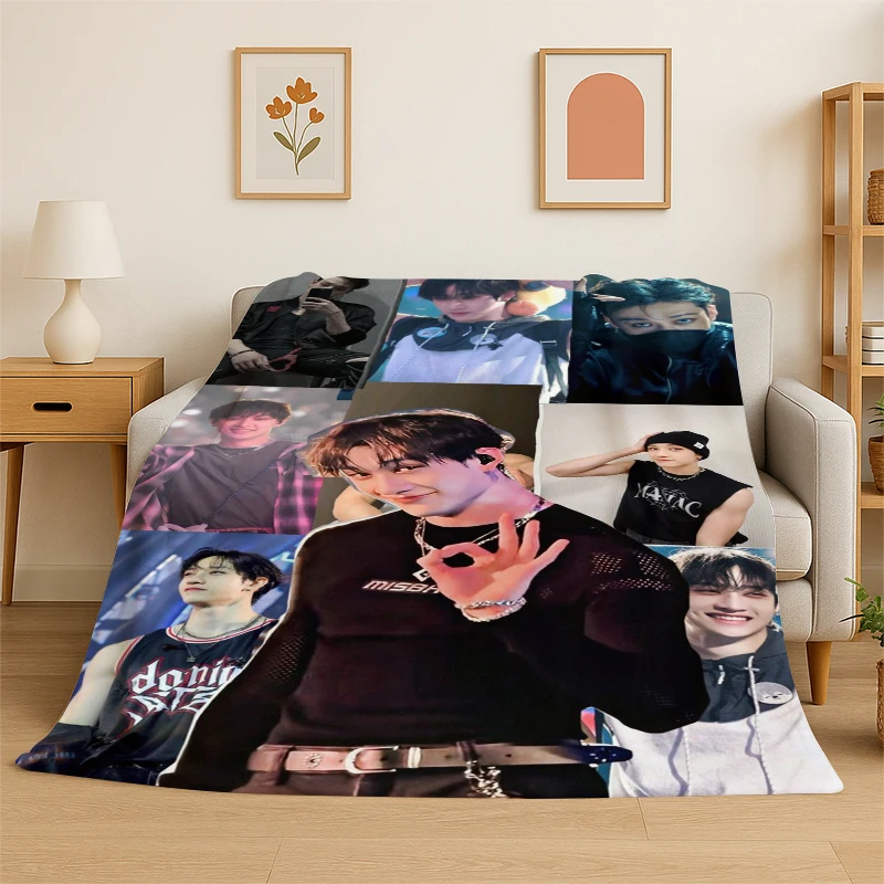 Cobertor de Flanela Kpop Bang Chan Stray Kids, Cobertor Macio e Quente para Quarto, Sala de Estar, Viagem, Camping, Piquenique, Presente