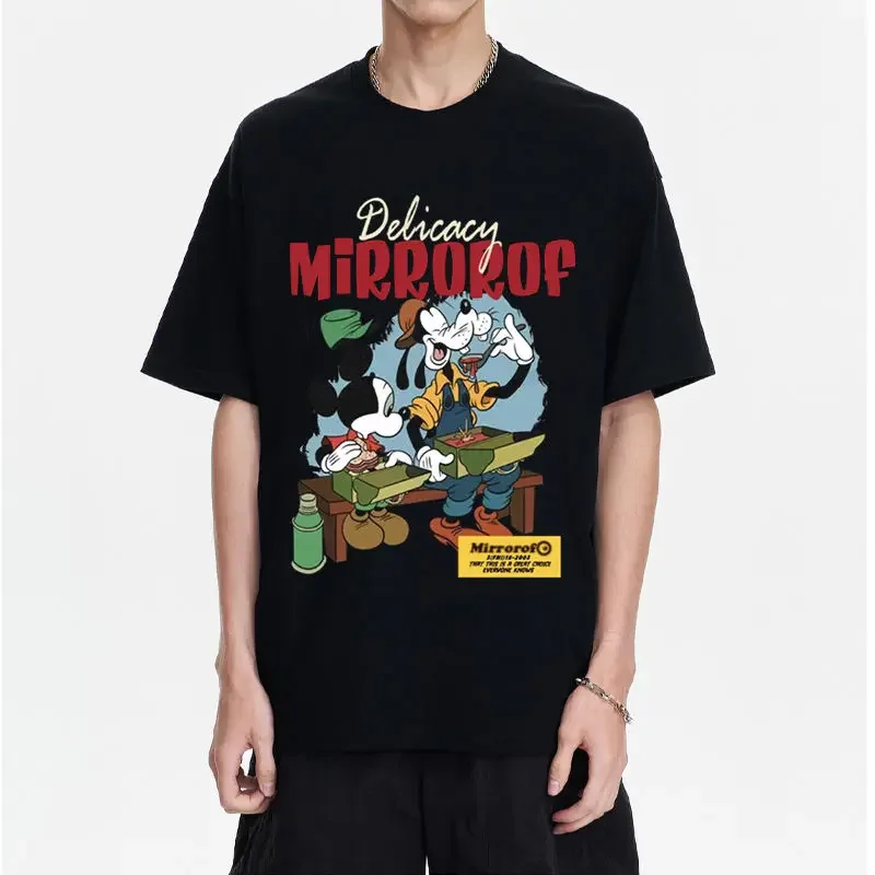 

Disney Mickey and Goofy Printed Pure Cotton Men's T-shirt, Fashionable Streetwear, Casual and Comfortable Men's Top