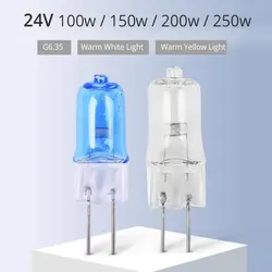3pcs 24V 100w 150w 200w 250w G6.35 Shadowless Bulb Projector Microscope Lamp Halogen Tungsten Lamp Beads Warm White Yellow Light
