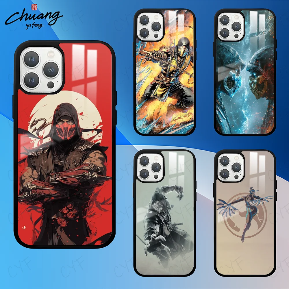 M-Mortal K-Kombat Phone Case For 11 12 13 14 15 16Pro Max mini Plus Frosted mirror Phone Cover