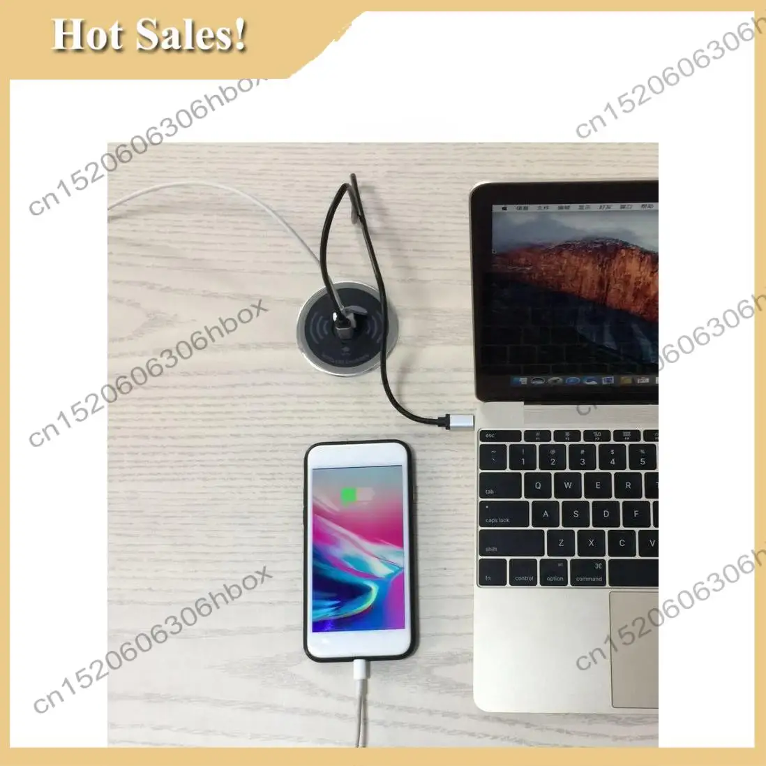 -HOPE Perangkat Desktop Bawaan Pengisi Daya Nirkabel Cepat Qi Pengisi Daya Cepat 15W Pengisi Daya Tipe C Caricabatter Tertanam 3.0