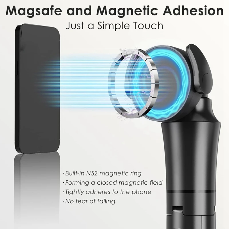 Magnetyczny statyw do telefonu Selfie Stick z bezprzewodowym pilotem, wysuwany statyw do telefonu komórkowego, kompatybilny z Magsafe