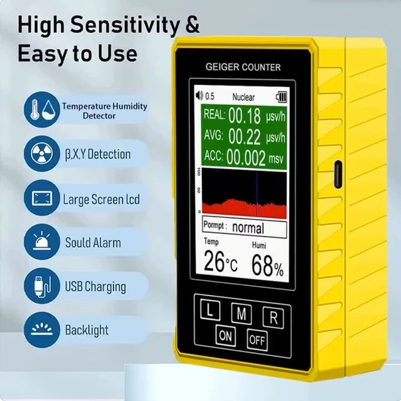 BR-9C-XR-3 Pro 2-in-1 Handheld Digital Display Electromagnetic Radiation Nuclear Detector EMF Geiger Counter Accurate Tester