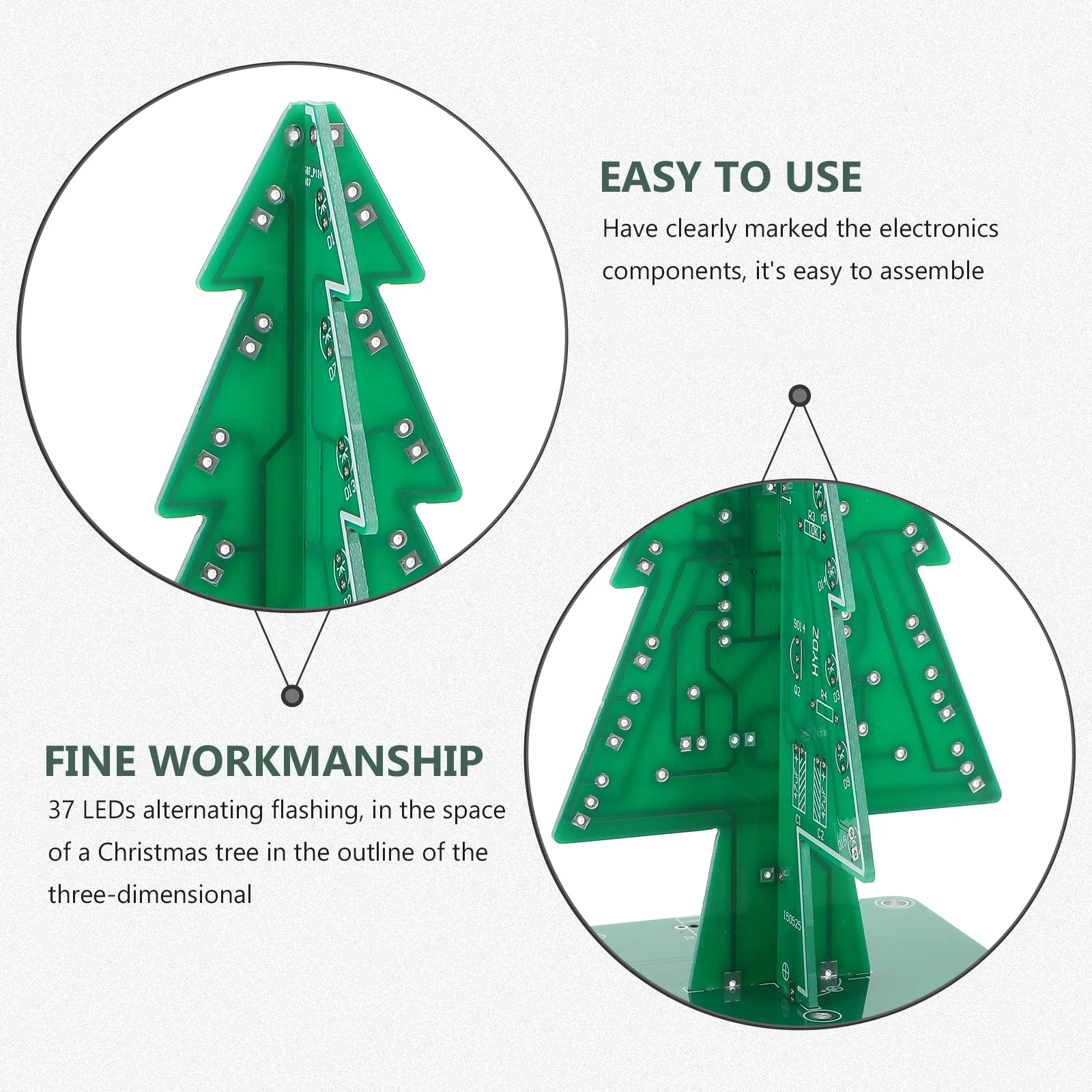 

Three Colors LED Christmas Tree Kit DIY Welding Electronic Parts 3D Flashing Colorful Circuit Free Learning Kit