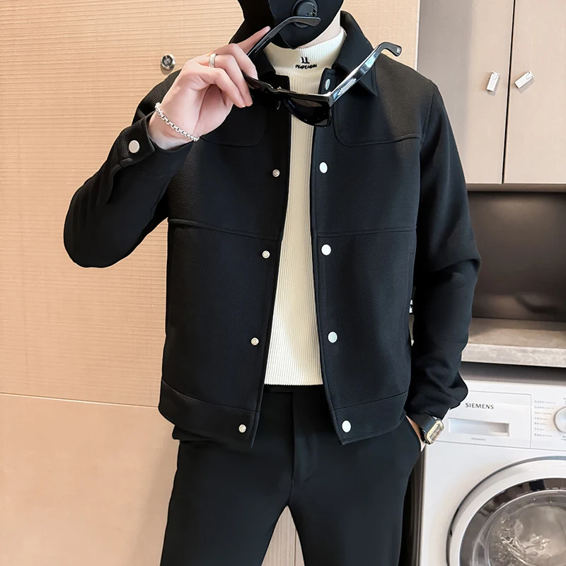 

Casual Simple M Jaet Small Size 60 ort Sle Korean Version Spring Autumn Men's Faion Outerwear Polyester Fiber