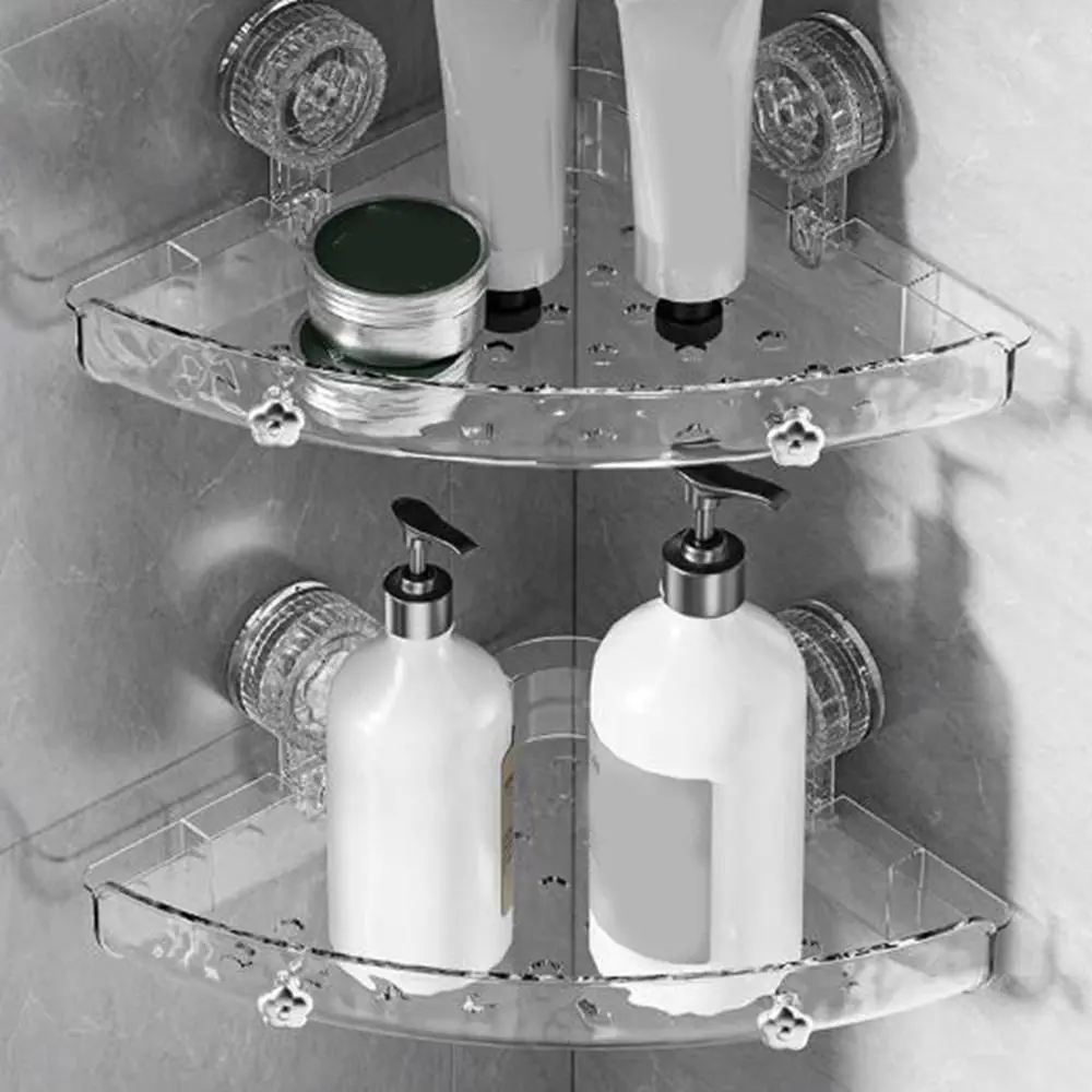

Plastic Suction Cups Shower Shelves Rectangular/Triangular Wall Mounted Corner Storage Shelf Punch Free Removable