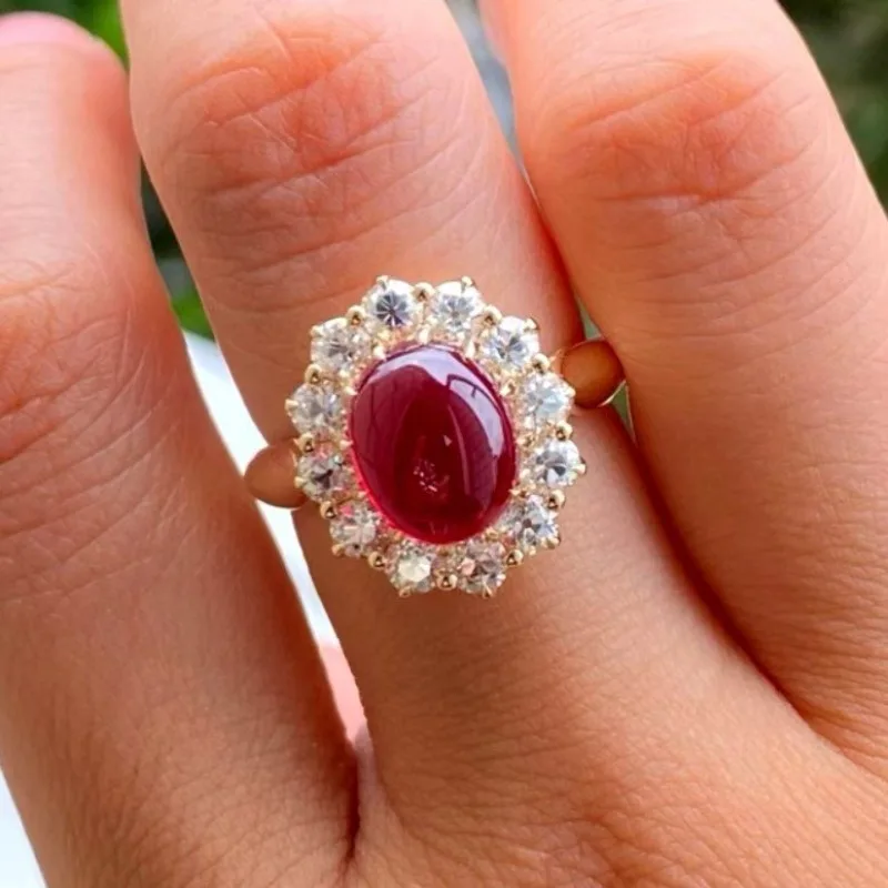 

New imitation natural garnet ring with fashionable ruby jewelry for women