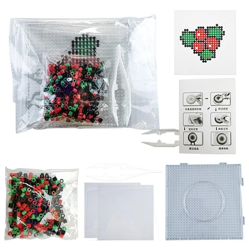 300-600pcs 5mm Fuse Beads Christmas Set with Clip /Ironing Paper /Pegboard DIY Jewelry Making Holiday Gifts Decorations