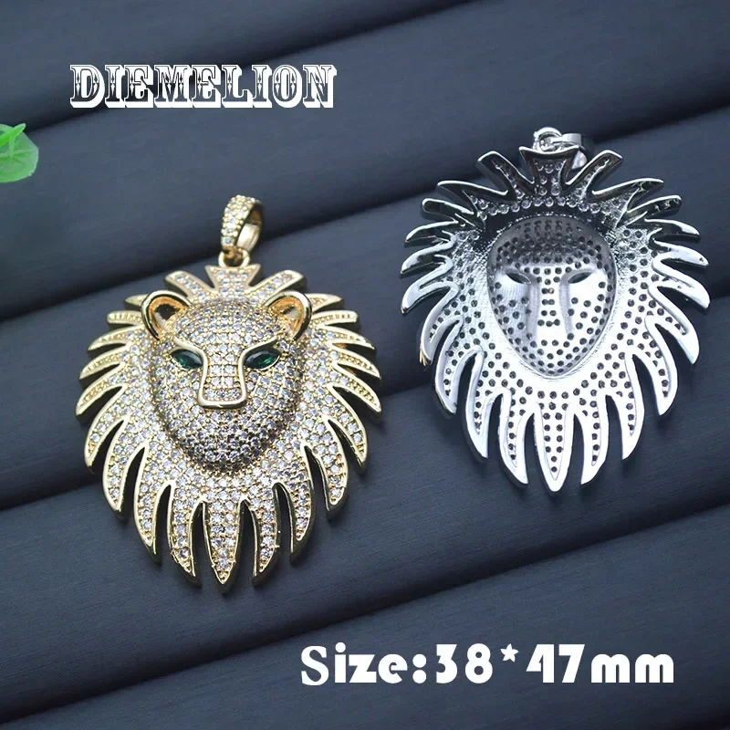 1pc Full Shiny Cubic Zircon Leopard Head Pendant for Women Men Luxury Designer Jewelry Gifts 38*47mm Big Animal Pendants