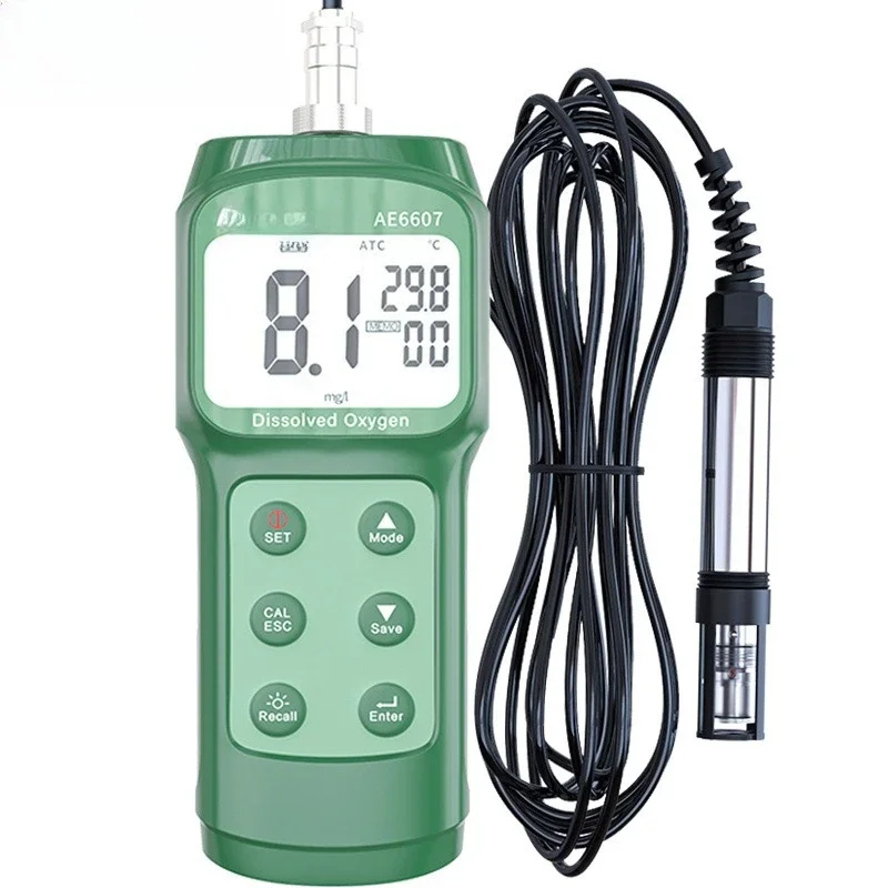 AE6607 Digital Display Portable Dissolved Oxygen Meter, Dissolved Oxygen Meter for Seawater Oxygen Content Detection