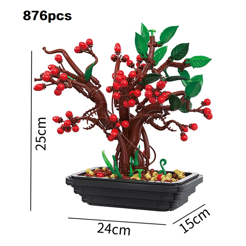 Heiße Verkäufe, kompatibel mit LEGO-Steinen, Bausteinen, Blumenserie, Dragon Ball-Topfpflanzen, Holzblumen, Weihnachtsgeschenke
