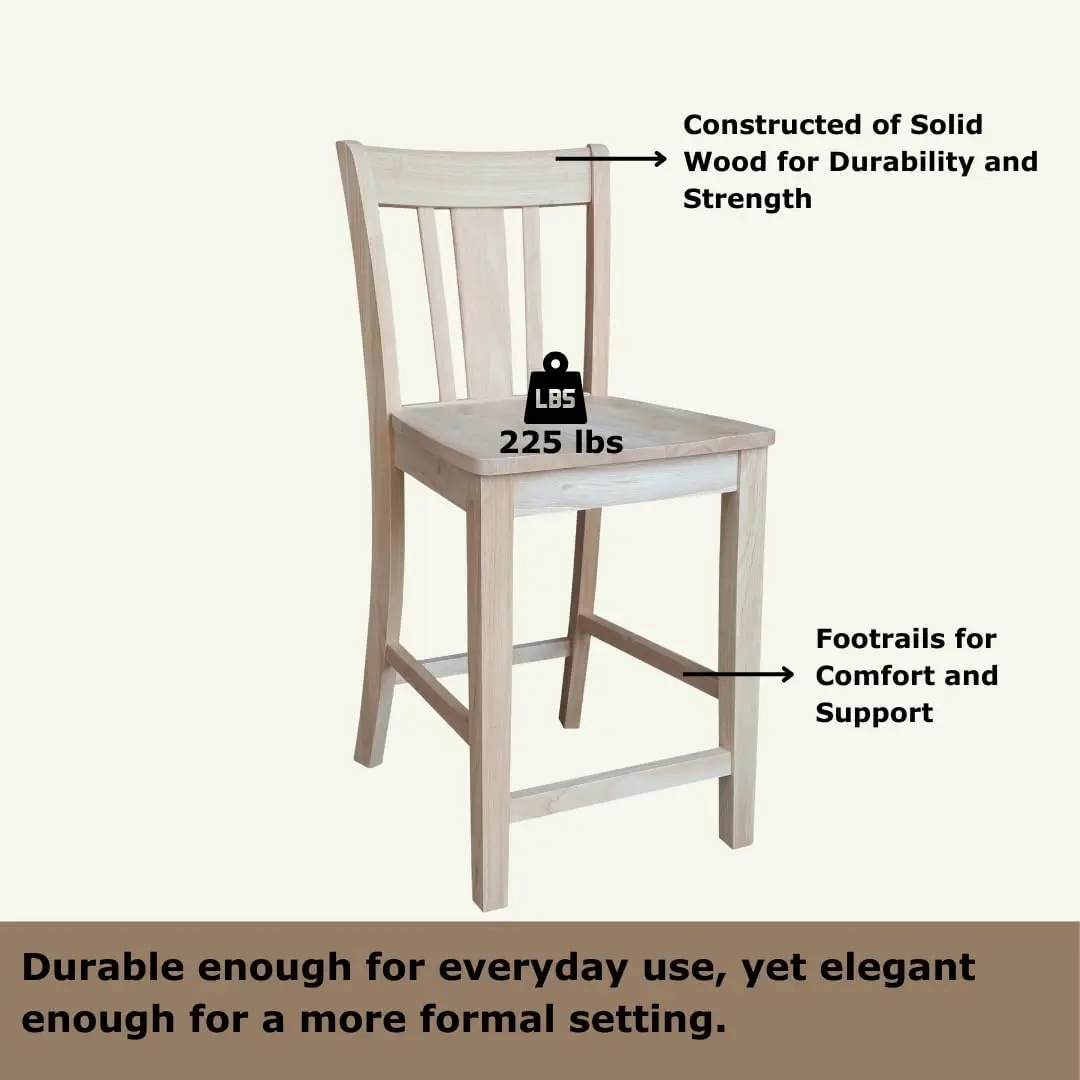 IC International Concept, San Remo Counter stool 225Lbs ความจุ WT, ไม้จริงแข็ง, parawood ที่แข็งแรง, ความสูงของที่นั่ง24 ", DIY,