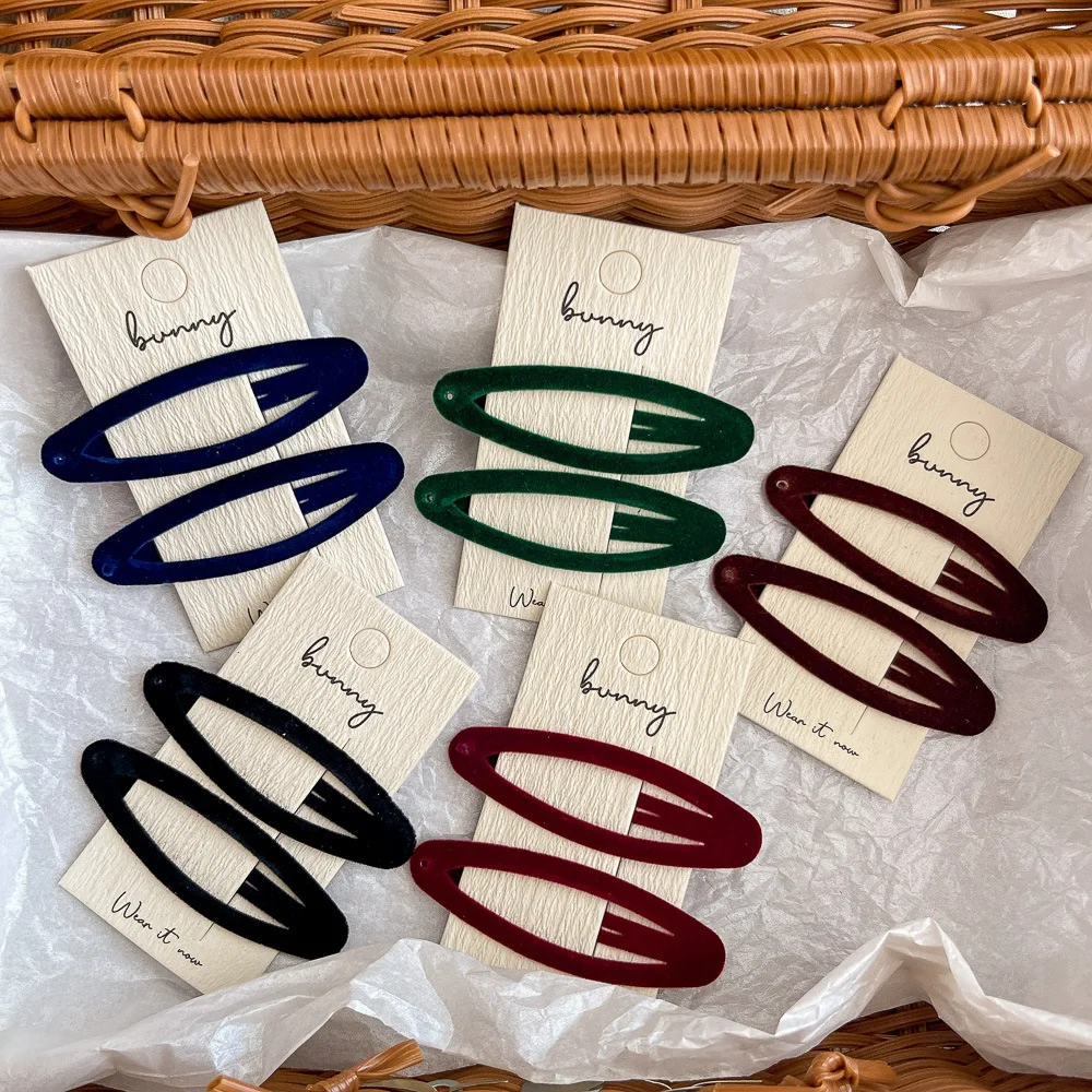 

2 шт., корейский новый бархатный овальный зажим Bb, детские аксессуары для волос, универсальный сломанный головной убор, детские аксессуары для волос для девочек