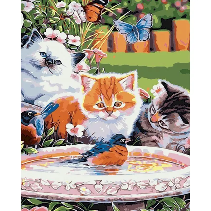 Gatyztory Acrylfarbe nach Zahlen Kits Katze DIY Bilder nach Zahlen Zeichnung auf Leinwand handgemalte Malerei Kunst Geschenk Wand dekoration