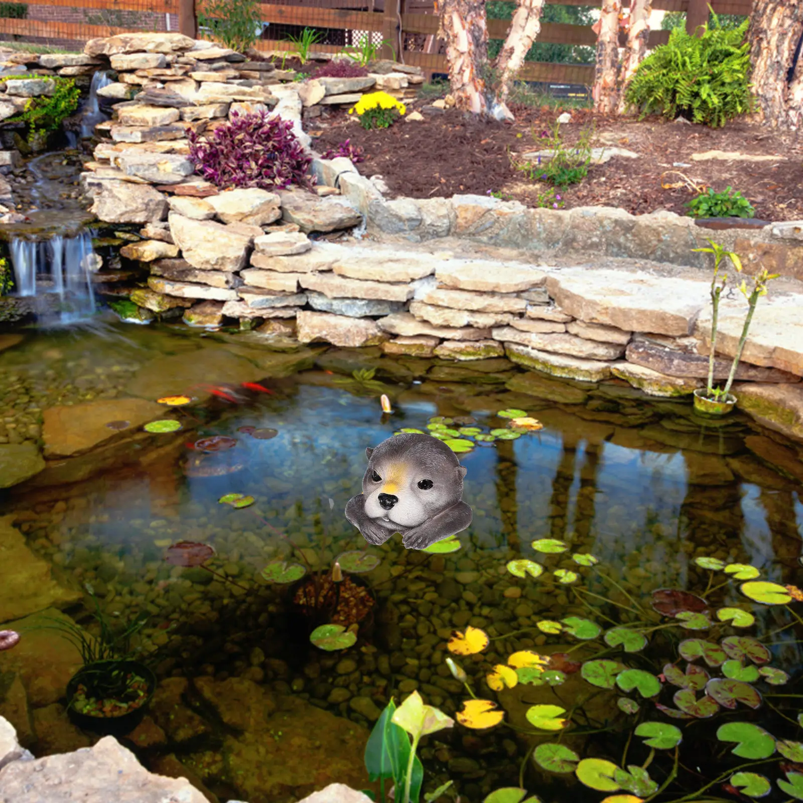 Floating Otter Resin Decoration Realistic Lifelike Pond Statue for Outdoor Gardens Lakes Aquariums Fish Tanks Pool Patio