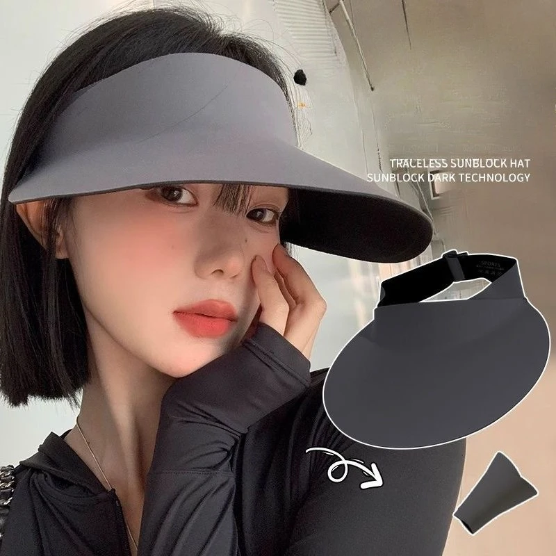 Women's Seamless Quick Drying Large Brimmed SunHat Summer Foldable&Adjustable Shade Top Cap Outdoor Anti Purple Thread Headband