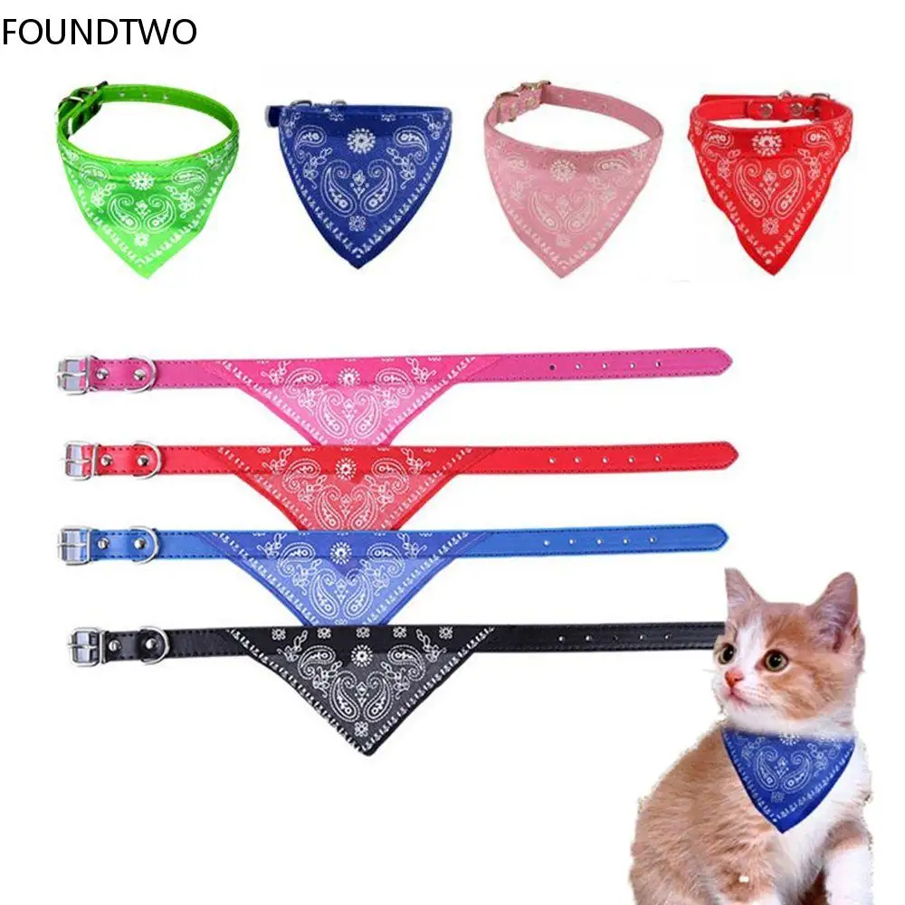 

Pet Dog Neck Scarf Puppy Cat Dog Collar Bandana Collar Scarf with Leather Collar Accessories Adjustable Pet Puppy Cat Scarf