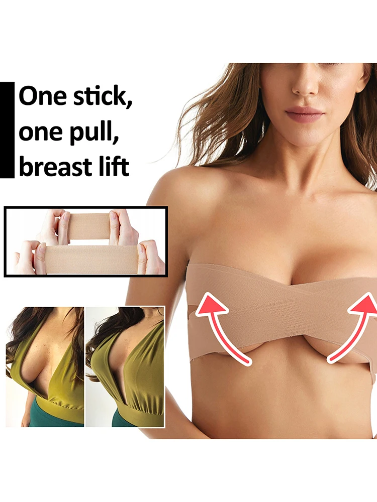 1Roll Breast Lift Tape Medical Grade Women Chest Strap Adhesive Invisible Waterproof Breathable Elastic for Off-shoulder Clothes