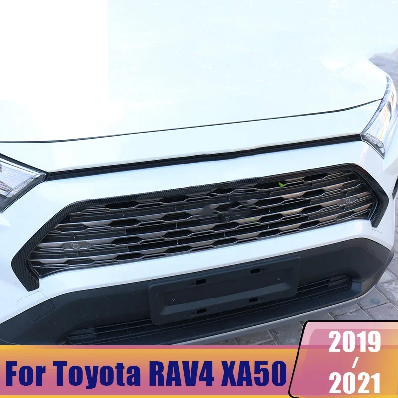 

Для Toyota RAV4 2019-2021 2022 2023 2024 XA50 аксессуары, декоративная крышка переднего бампера, Стайлинг, накладка на решетку, защитная полоска