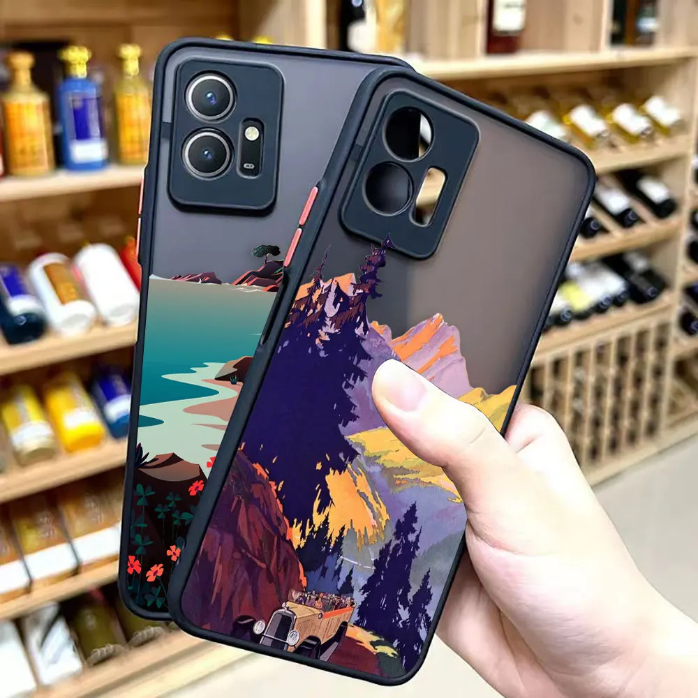 Case for VIVO Y93 Y91C Y91 Y85 Y77 Y76 Y75 Y73 Y72 Y71 Y53 Y52S Y50 Y35 Y22 Y21 Y20 4G 5G Case Art hand-Painted Mountain Scenery