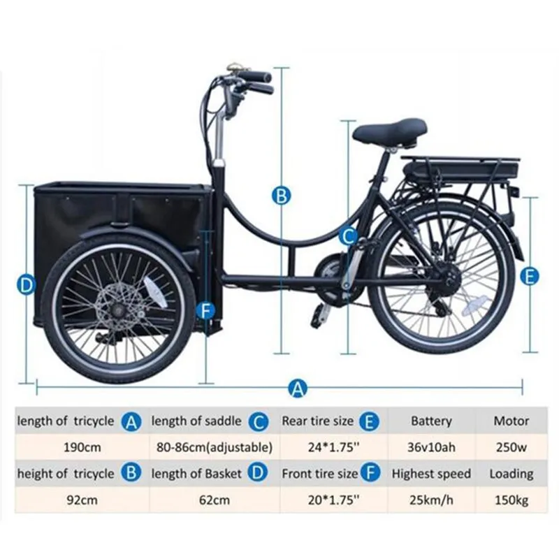 Mini bici da carico Mobile elettrica triciclo per adulti carrello della spesa Trike che trasporta bambini bambini animali domestici cane Bakfiets