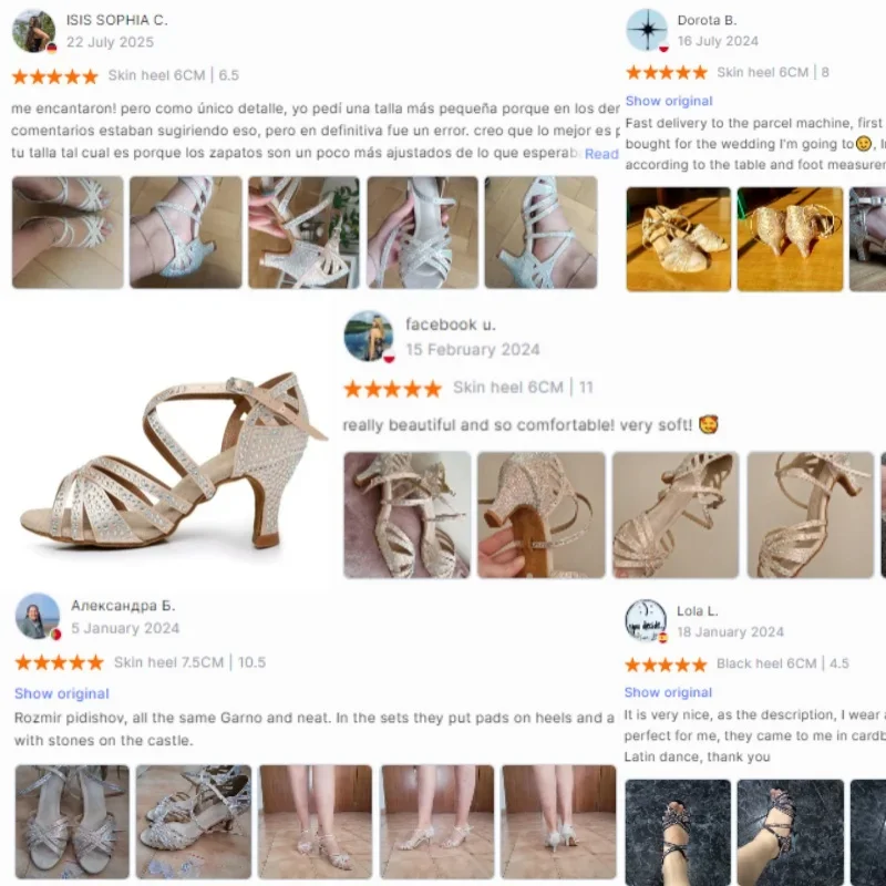 Lateinamerikanische Tanzschuhe für Damen, Ballroom-Tanzschuhe für Erwachsene, mit Diamantbesatz, weiche Sohle, rutschfest, für den Innen- und Außenbereich. – Detail 1