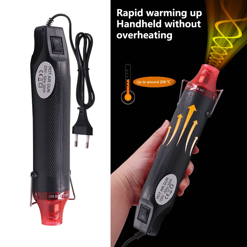 220V 300W Electric Hot Air Heat Gun Temperature Gun with Stand for Shrink Wrapping DIY Craft Repair Tool