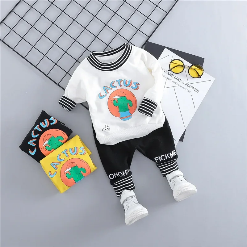 Spring Autumn Kids Casual Sportswear Baby Girls Boys Clothing Sets Infant Clothes Outfits Children T Shirt Pants 2 Pcs Suit