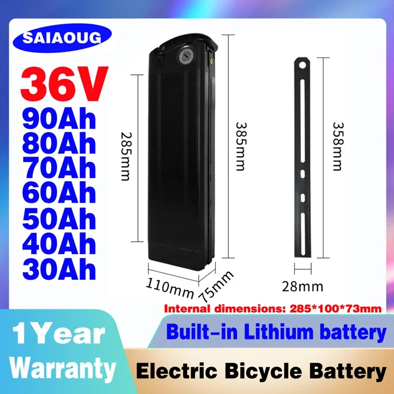 

36V50Ah 250W to 2000W Seat Tube Silver Fish Ebike Brand Battery Pack 16Ah 23Ah 30Ah 40Ah 60Ah Electric Bike Lithium Batteria