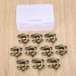 10pcs/box Horn Locks w/screws Latch Clasps Antique Bronze Right Hook Buckle 29*33mm Vintage Padlock Furniture Cabinet Decor