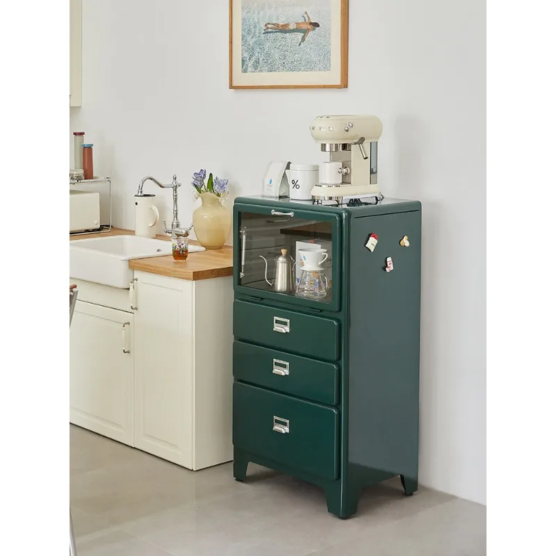 

Japanese-style retro iron cabinet household living room decoration belongs to glass bedroom locker