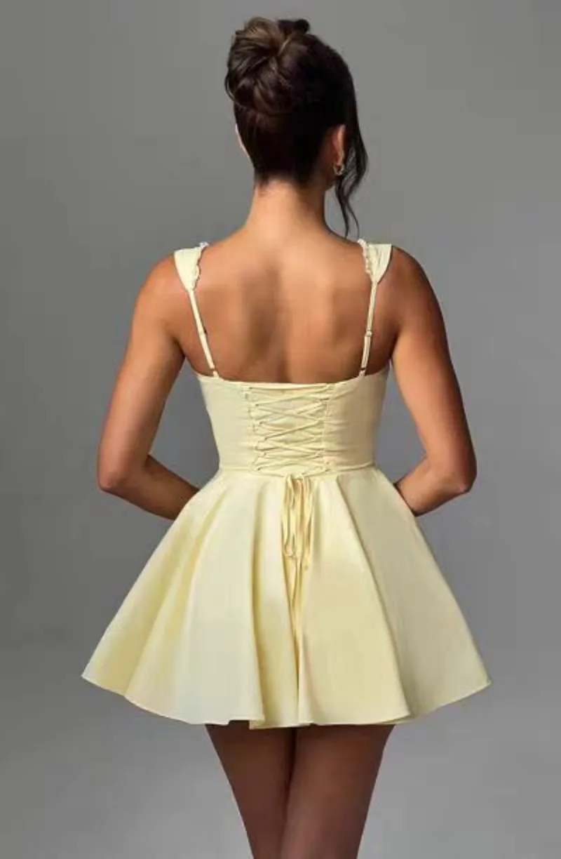 Vestido de verano para mujer, línea A, Sexy, sin mangas, para noche, graduación, fiesta de cumpleaños, Mini Vestido corto ajustado, trajes sexys para mujer 2025