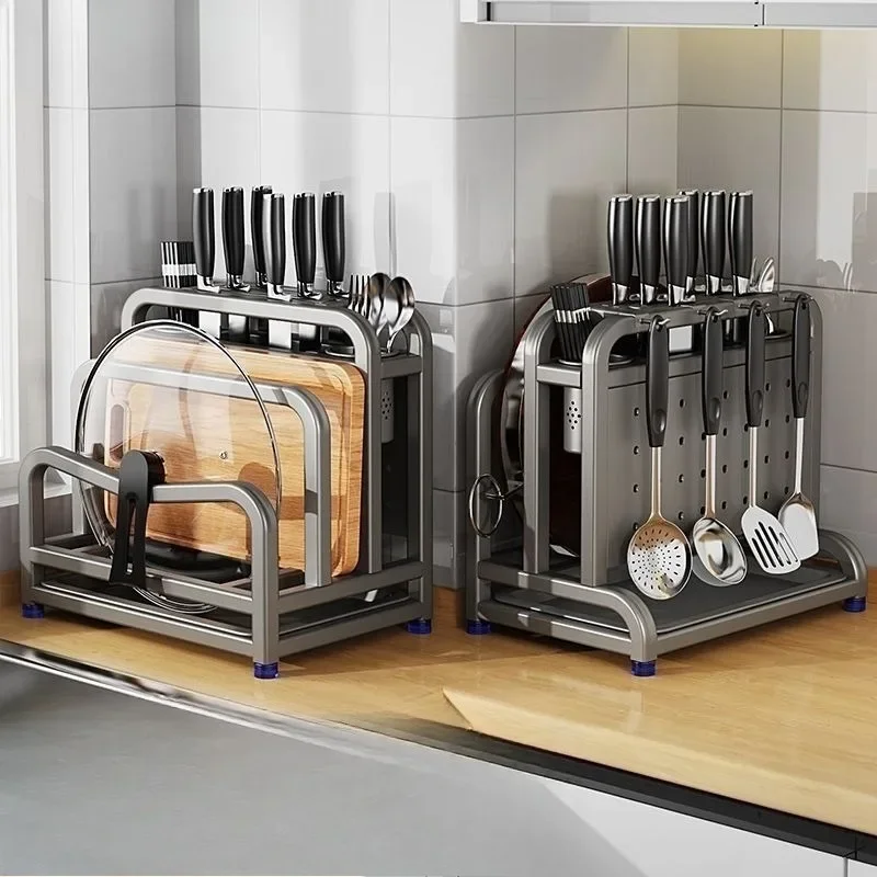 رف سكاكين المطبخ متعدد الوظائف سكين المطبخ المنزلي غطاء وعاء قطع المجلس عيدان كونترتوب أواني تخزين الرف #1