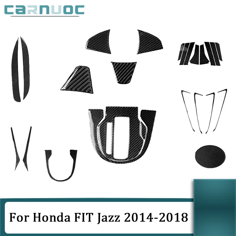 

Car Stylin Accessories Carbon Fiber Black Interior Decorative Stickers For Honda FIT Jazz 2014 2015 2016 2017 2018