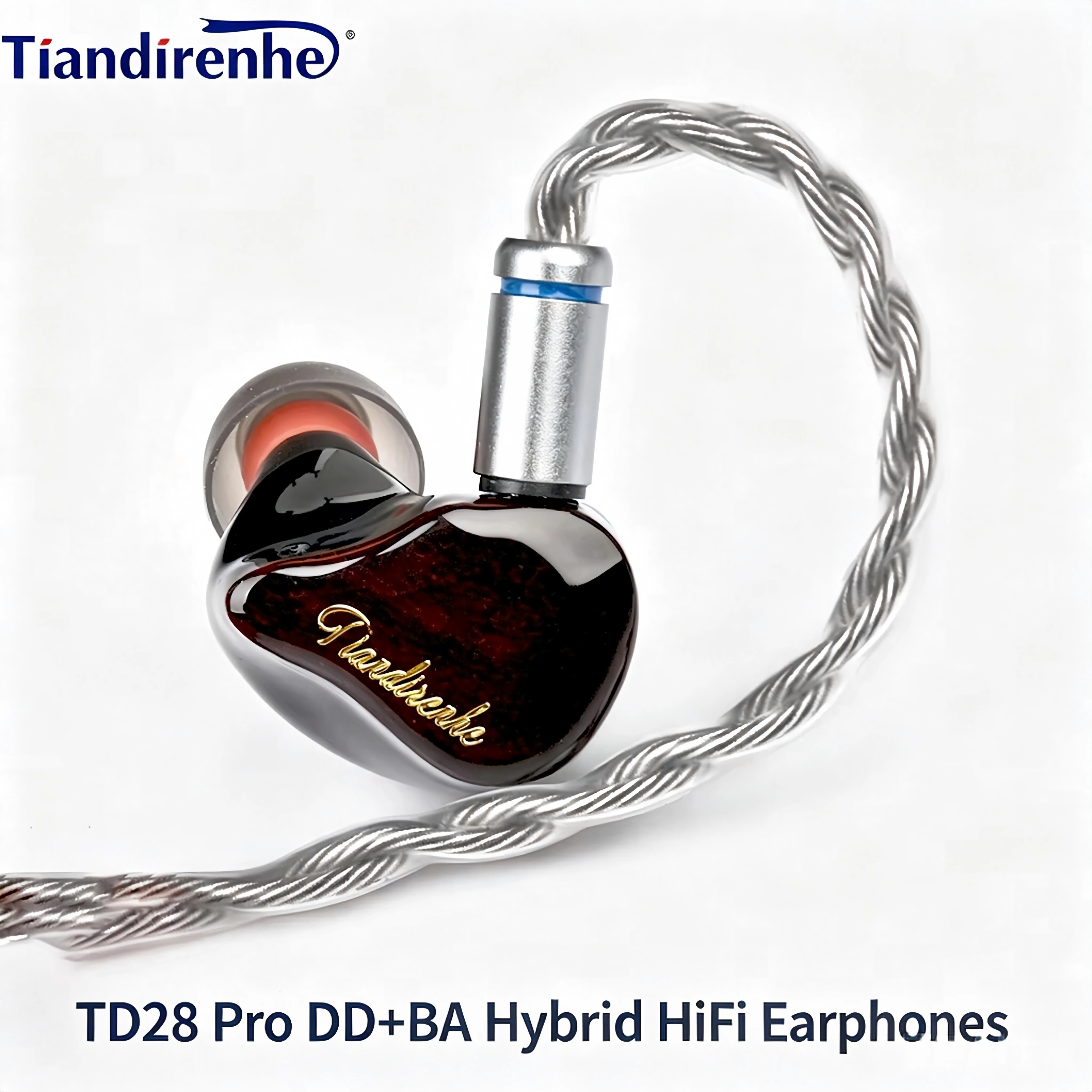 Fones de Ouvido Intra-auriculares Híbridos Tiandirenhe TD28 DD+BA HiFi de Alta Resolução 0.78, Nível Profissional para Audiófilos