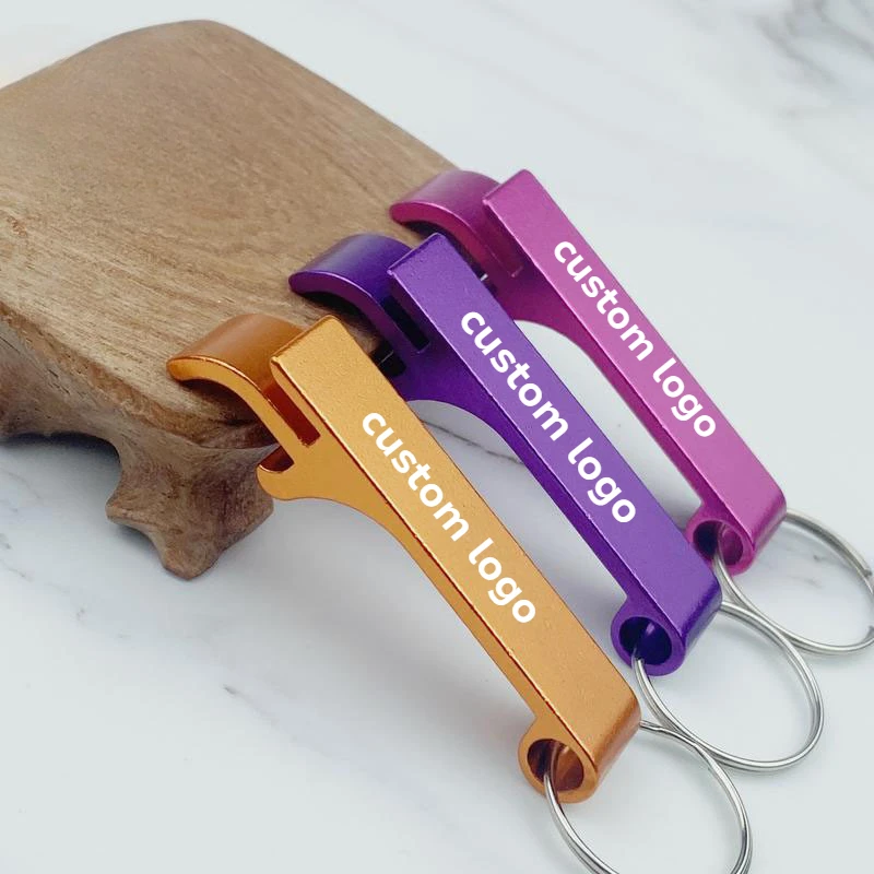 30PCS Personalized Logo Creative Aluminum Alloy Beer Bottle Openers Laser Engraved Keychain Style Promotional Gift