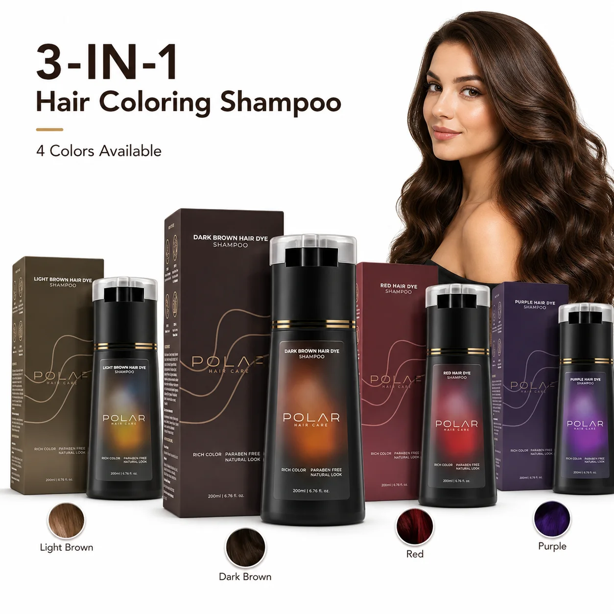 POLAR 2026 Hair Dye Shampoo For Gray Hair For Women Men Natural Hair Dye Kit Semi Permanent Hair Dye Shampoo Black Brown Purple