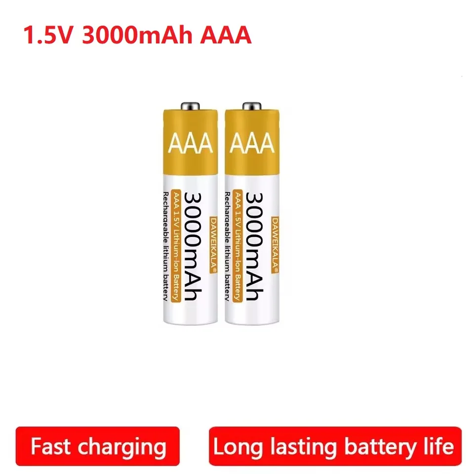 1.5V AAA Battery Rechargeable Lithium-ion Battery 3000mAh AAA Battery for remote control mouse small fan Electric toy
