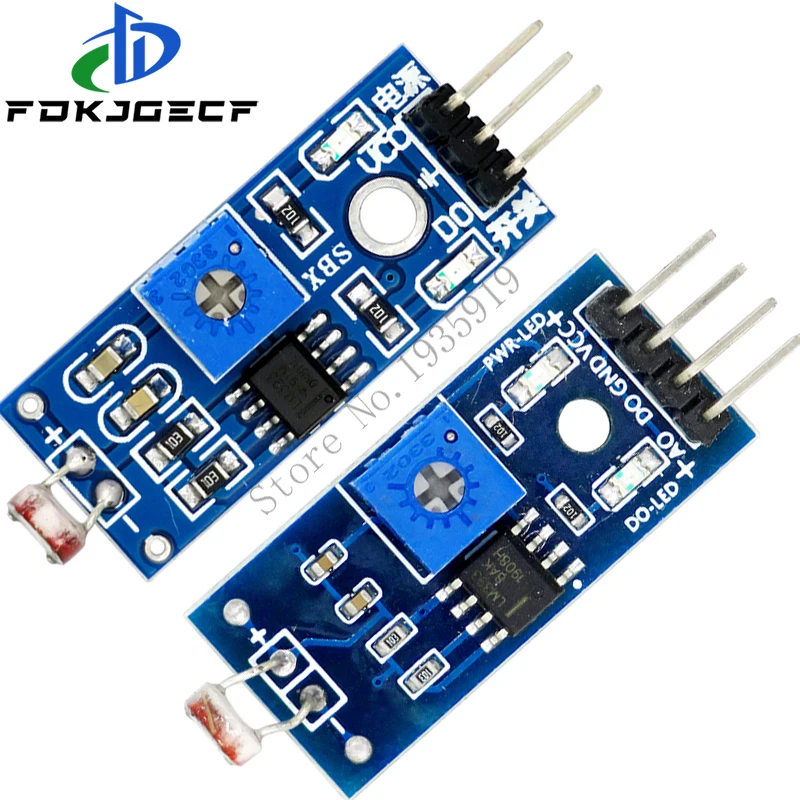 10pcs LM393 3pin 4pin Optical Sensitive Resistance Light Detection Photosensitive Sensor Module